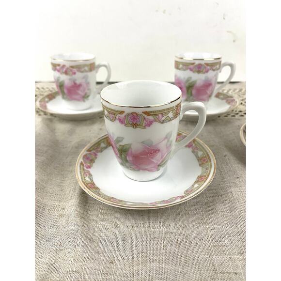 VTG Set of 6 Pink Rose Tea Cup & Saucer Antique Z. S. & Co Bavaria Floral 12PC - Picture 8 of 12